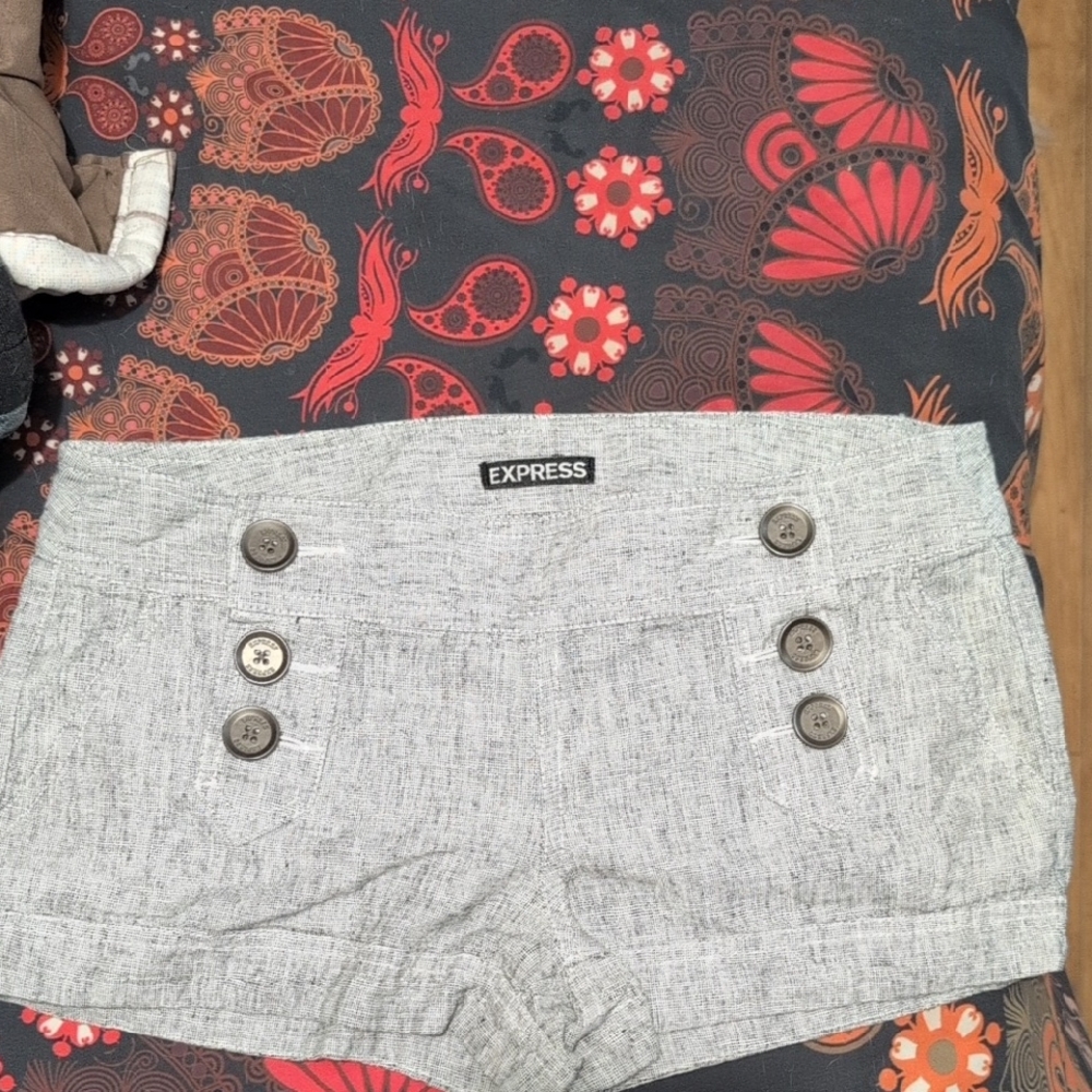 Express Gray High Waist Shorts with Wide Waistband